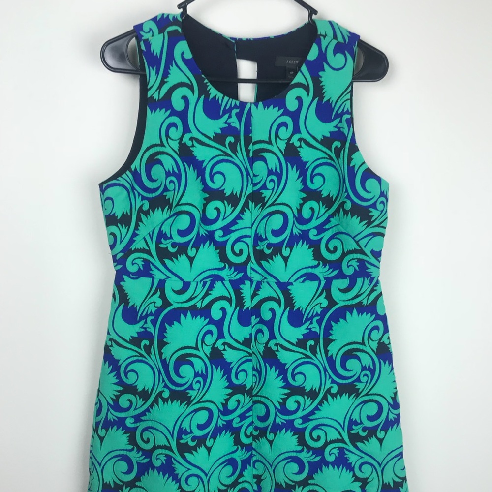 NWOT JCREW GREEN/BLUE/BLACK TEXTURED MIDI DRESS